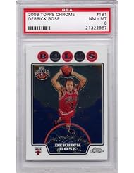 2008 Topps Chrome Derrick Rose Rookie Chicago Bulls #181 PSA 8 NM-MT (Graded Basketball Cards)