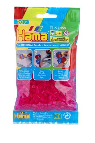Childrens Toyshop  Toys : Hama Beads - Neon Pink (1000 Midi Beads)