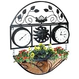 from KINGFISHER TRADITIONAL WALL MOUNTED GARDEN HANGING BASKET WITH ORNATE CLOCK & THERMOMETER