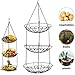 3 Tier Fruit Basket, Vegetable Kitchen Storage Basket Chain Hanging Space Saving Rustic Country Style Chicken Wire Fruits, Produce, Plants Storage Basket