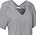 Women's Plus Size V Neck Short Sleeve Floral Lace Mesh Accent Casual Top