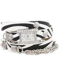 XOXO Womens XO5628  Zebra Patterned Band with Chains Accent Double Wrap Watch