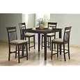 5pc Cappuccino Finish Counter Height Dining Table and 4 Barstools Set