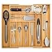Bamboo Expandable Drawer Organizer, Premium Cutlery and Utensil Tray, 100% Pure Bamboo, Adjustable Kitchen Drawer Divider ... (7 Compartments Expandable)