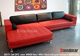 NEW MODERN DESIGN RED BLACK LEATHER SECTIONAL SOFA CHAISE S8171L