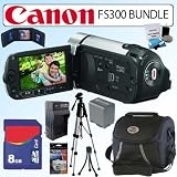 Canon FS300 41x Flash Memory Camcorder in Silver with 8GB Deluxe Accessory Bundle