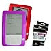 Red + Purple Color (2 Packs) Amazon Kindle 2 E-Book Reader Silicone Rubber Skin Case + 2 Packs FREE Kindle2 Anti Scratch LCD Screen Protectors