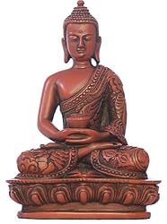 Nepali Buddha, Meditation pose, 5.5"H, red finish