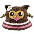 Brown Adorable Chenille Girl Pink Owl Baby Beanie HandKnit Hat 6~12 Months