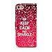 iphone 5C Case, Keep Calm and Sparkle Princess Credit ID Card Slot Holder Wallet Flip Phone Case With Stand --Retail Package W Screen Protector