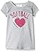 Dream Star Girls' S/s Mesh Sleeve and Yoke Tee with Glitter Screen