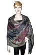 India Jamawar Wine Berry Cutwork Pashmina Shawl 80"x28" Free Shipp