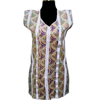 Handmade Printed Cotton Top With Sheet Mior And Sequins 