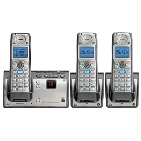 GE 28223EE3 Dect 6.0 Advanced Cordless Phone with Google Free Directory Assistance Goog-411, CID, ITAD, and 3 Handsets