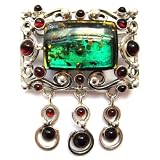 Baltic Multicolor Amber Sterling Silver Museum Collection Art Deco Scroll Pin
