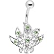 Peridot Green Gem Tribal Pot Leaf Belly Ring