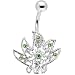 Peridot Green Gem Tribal Pot Leaf Belly Ring
