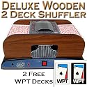 1-2 Deck Deluxe Wooden Card Shuffler - 2 Free WPT Decks