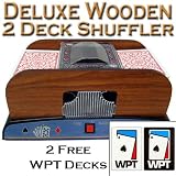 1-2 Deck Deluxe Wooden Card Shuffler - 2 Free WPT Decks