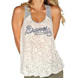 MLB Touch by Alyssa Milano Atlanta Braves Womens Team Sparkle Swing Tank Top - Cream-Gray (Large)