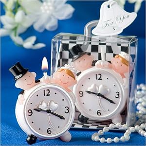 Time to Love Collection bride and groom clock candle (Set of 32) by Wedding Favors & BaShower Gifts