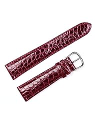 Genuine Crocodile Watchband Burgandy 12mm Watch band - by deBeer