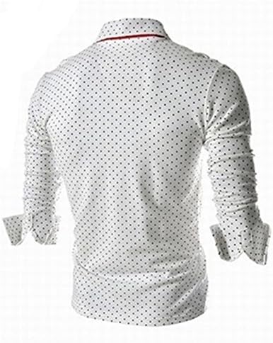Amoin Mens Luxury Casual Slim Fit Dot Stylish Long Sleeve Dress Shirts [A5605],White,X-Large