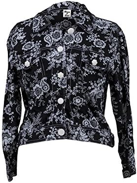 Romeo 4 Ever Women's Crop Short Jacket X-Large Black/White Paisley Print