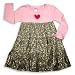 Lipstik - Girls Long Sleeve Heart Print Dress, Pink, Gold, Heathered Grey