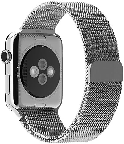 Apple Watch Band, HBBRO 42mm Milanese Loop Stainless Steel Bracelet Strap Bands for Apple Watch 42mm All Models No Buckle Needed With Unique Magnet Lock-Silver