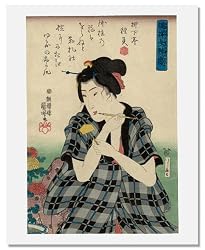 Utagawa Kuniyoshi, Writing a Label for Chrysanthemums