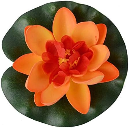 Thai Floating Fake Foam Artificial Lotus Water Lily Pond Fish Tank Home Decoration, Sunset Red