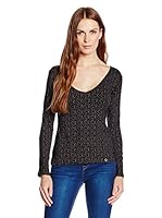 ZERGATIK Camiseta Manga Larga Merak (Negro / Blanco)