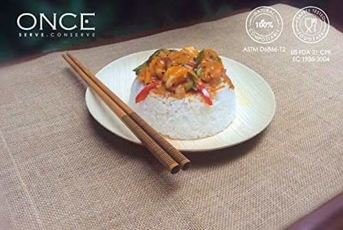 ONCE Tableware - Classic (Medium) (Size : Dia 7.40 x 0.85 inches)-Set of 25 Ecofriendly Disposable Palm Leaf Dinner Plate