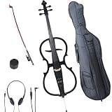 Cecilio CECO-1BK Full Size 4/4 Ebony Electric Silent Black Metallic Cello w/ Pickup in Style 1