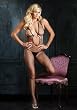 Industrial Net Halter Sexy Crotchless Body Stocking With Pave Rhinestone Center Accent (Black-One Size)