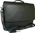 New Visconti unisex black soft leather light weight flap over  briefcase messenger bag style 658