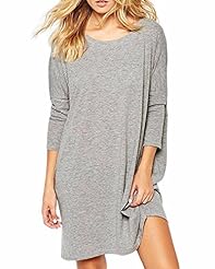 Sexy Long Sleeves Backless Cotton Round Neck  Shirt  Dress