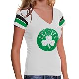 NBA Boston Celtics Ladies Clearly Fan V-Neck Slim Fit T-Shirt - White (Medium)