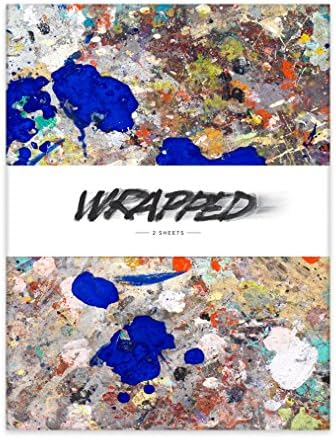 Wrapped Hampton/Artist's Studio Floor with Blue Paint Spatter Wrapping Paper in Folded Pack, 23 by 35-Inch