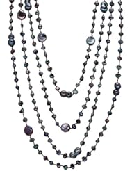 HinsonGayle "Selena" Handcrafted 4-Strand Ultra-Iridescent Multicolored Black Cultured Pearl Necklace (Artisan Collection)