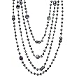 HinsonGayle "Selena" Four-Strand Handpicked Ultra-Iridescence Peacock Black Cultured Pearl Necklace (Artisan Collection)