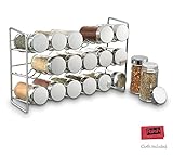 Polder /Paksh Sturdy Spice Rack Stand Storage Organizer With 18 Spice Jars Bottles, Chrome