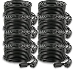 8 Pack of Defender 60ft Camera Extension Wire 4 PIN DIN Female to Male Video/Power Cable (DF10W)