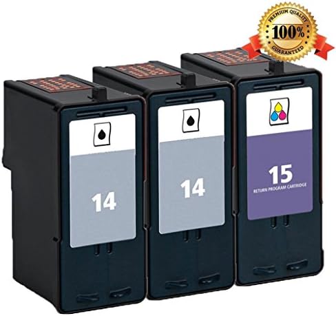 Remanufactured Ink Cartridge Replacements for Lexmark 14 Black 18C2090 and Lexmark 15 Color 18C2110 Ink Cartridge for Lexmark X2600, X2630, X2650, X2670, Z2300, Z2320 Printers (2 Black, 1 Color)