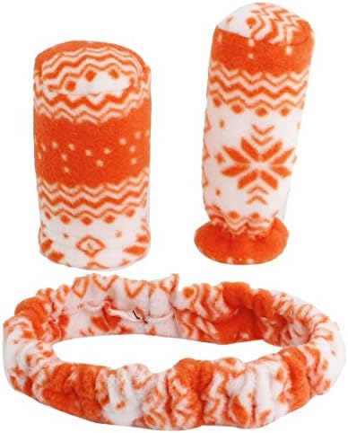 3 In 1 Car Gear Shift Knob Wing Mirror Hand Brake Cover Set Orange