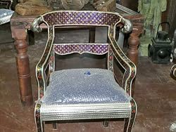 White Metal Cladded Lacquer Hand Paint Meenakari Wooden Indian Decorative Indoor Chair