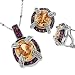 Jewelry : C.Z. Citrine Ruby Sterling Silver Pendant Earrings Set (Holiday Special)