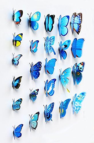 LongXin 3D Blue Butterfly Removable Beautiful Attractive Wall Stickers For Home Decor(Blue)
