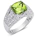 Sparkling Beauty 3.00 carats total weight Cushion Cut Checker Board Peridot & White CZ Size 7 Gemstone Ring in Sterling Silver
